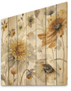 Fields of Gold Watercolor Flower VI - Traditional Print on Natural Pine Wood