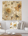 Fields of Gold Watercolor Flower VI - Traditional Print on Natural Pine Wood