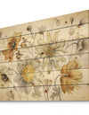 Fields of Gold Watercolor Flower VII - Traditional Print on Natural Pine Wood