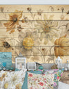 Fields of Gold Watercolor Flower VII - Traditional Print on Natural Pine Wood