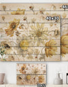 Fields of Gold Watercolor Flower VII - Traditional Print on Natural Pine Wood