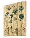 Fields of Turquoise Watercolor Flower I - Traditional Print on Natural Pine Wood