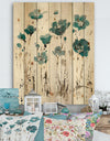 Fields of Turquoise Watercolor Flower I - Traditional Print on Natural Pine Wood