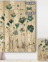 Fields of Turquoise Watercolor Flower I - Traditional Print on Natural Pine Wood