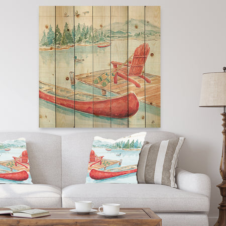 Lake Moments IV - Lake House Print on Natural Pine Wood