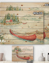 Lake House Canoes II - Lake House Print on Natural Pine Wood