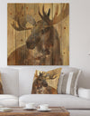 Into the Wild Gold Moose - Farmhouse Print on Natural Pine Wood