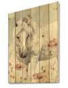 watercolors Pink Wild Horses I - Farmhouse Print on Natural Pine Wood