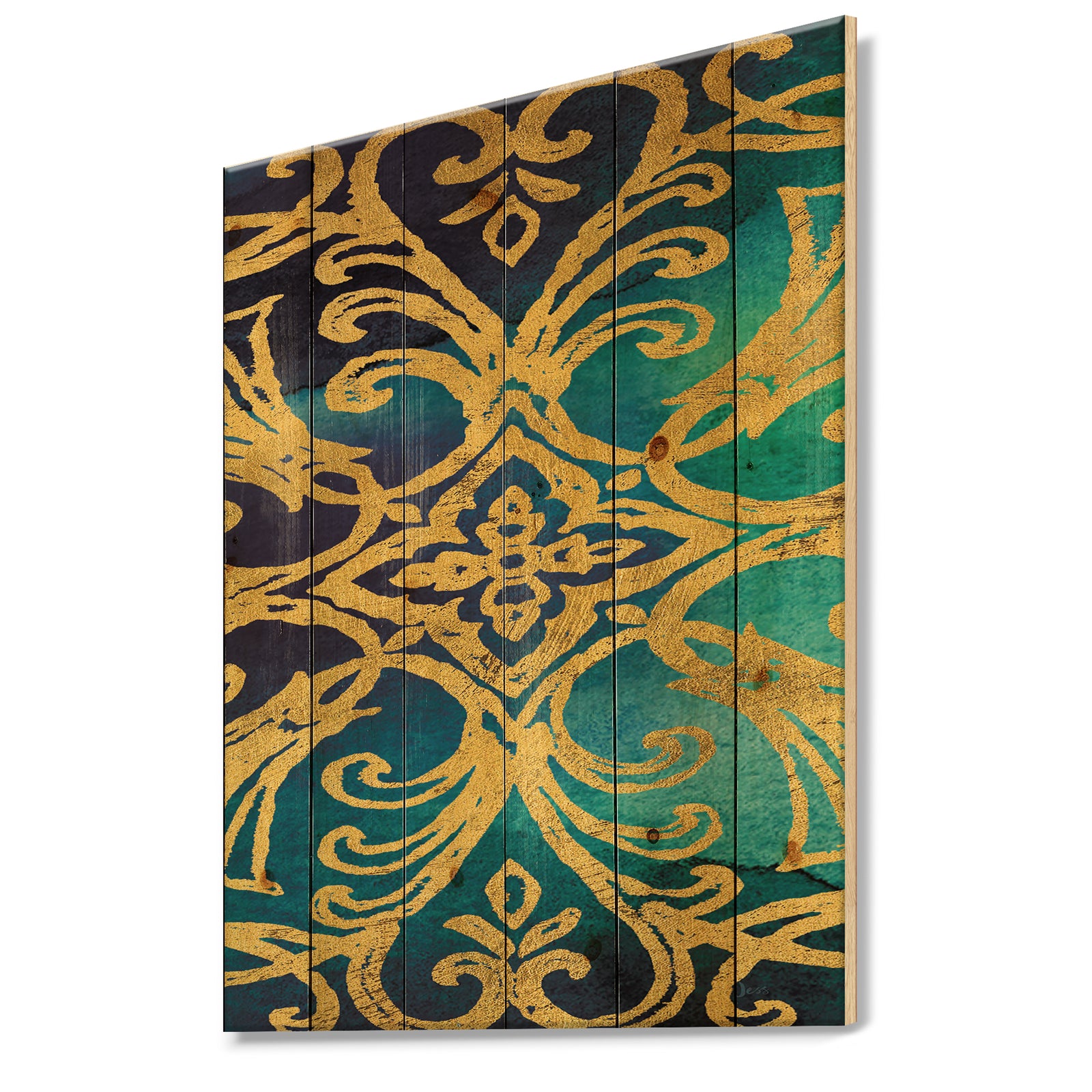 metallic Glam Indigo Form I - Transitional Print on Natural Pine Wood