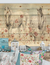 watercolors Pink Wild Horses - Farmhouse Print on Natural Pine Wood