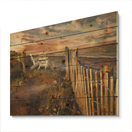 Dunes Sunset - Nautical & Coastal Print on Natural Pine Wood