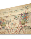 Spring Bike Bouquet - French Country Print on Natural Pine Wood