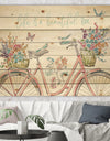 Spring Bike Bouquet - French Country Print on Natural Pine Wood