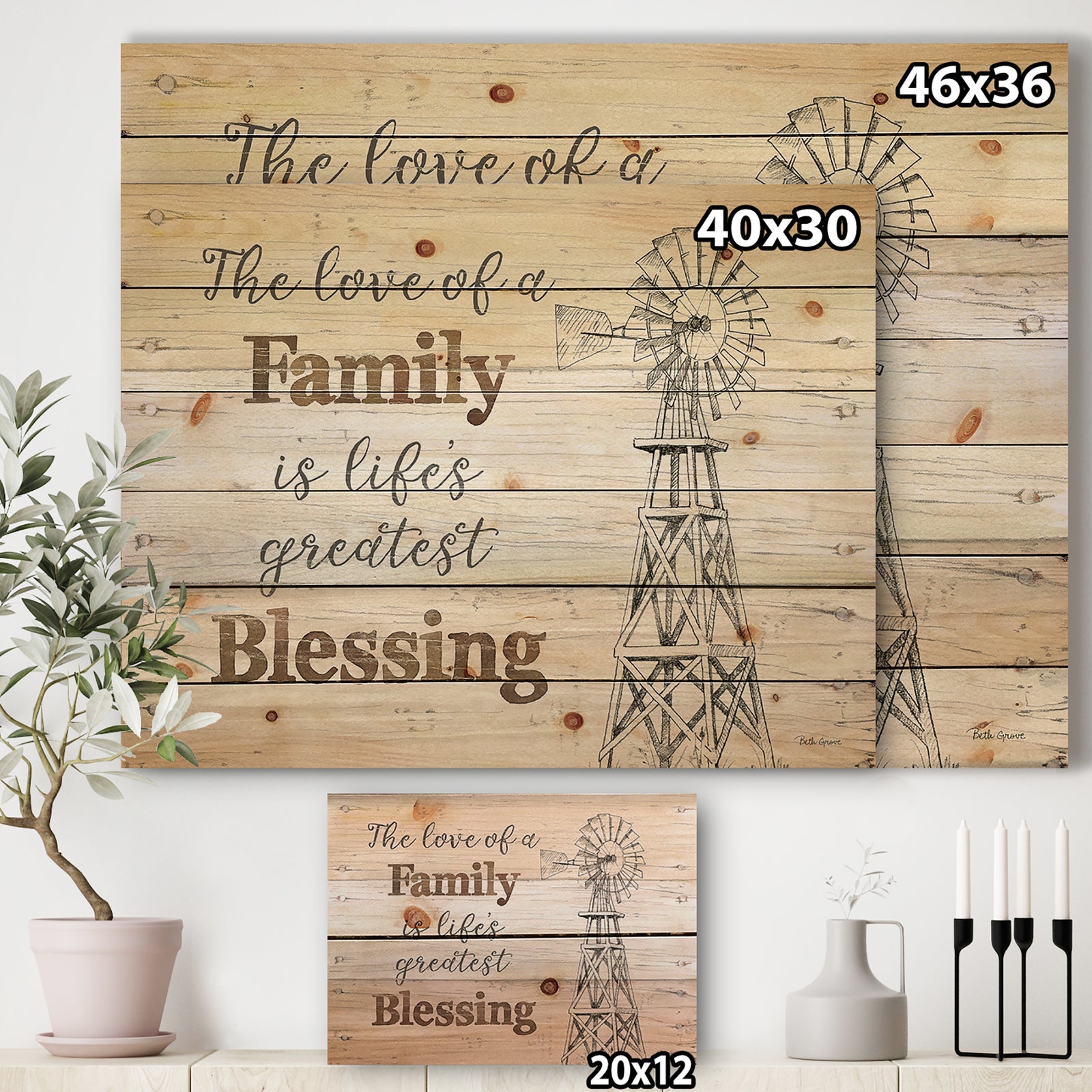 Farmhouse Moment windmills - Farmhouse Print on Natural Pine Wood