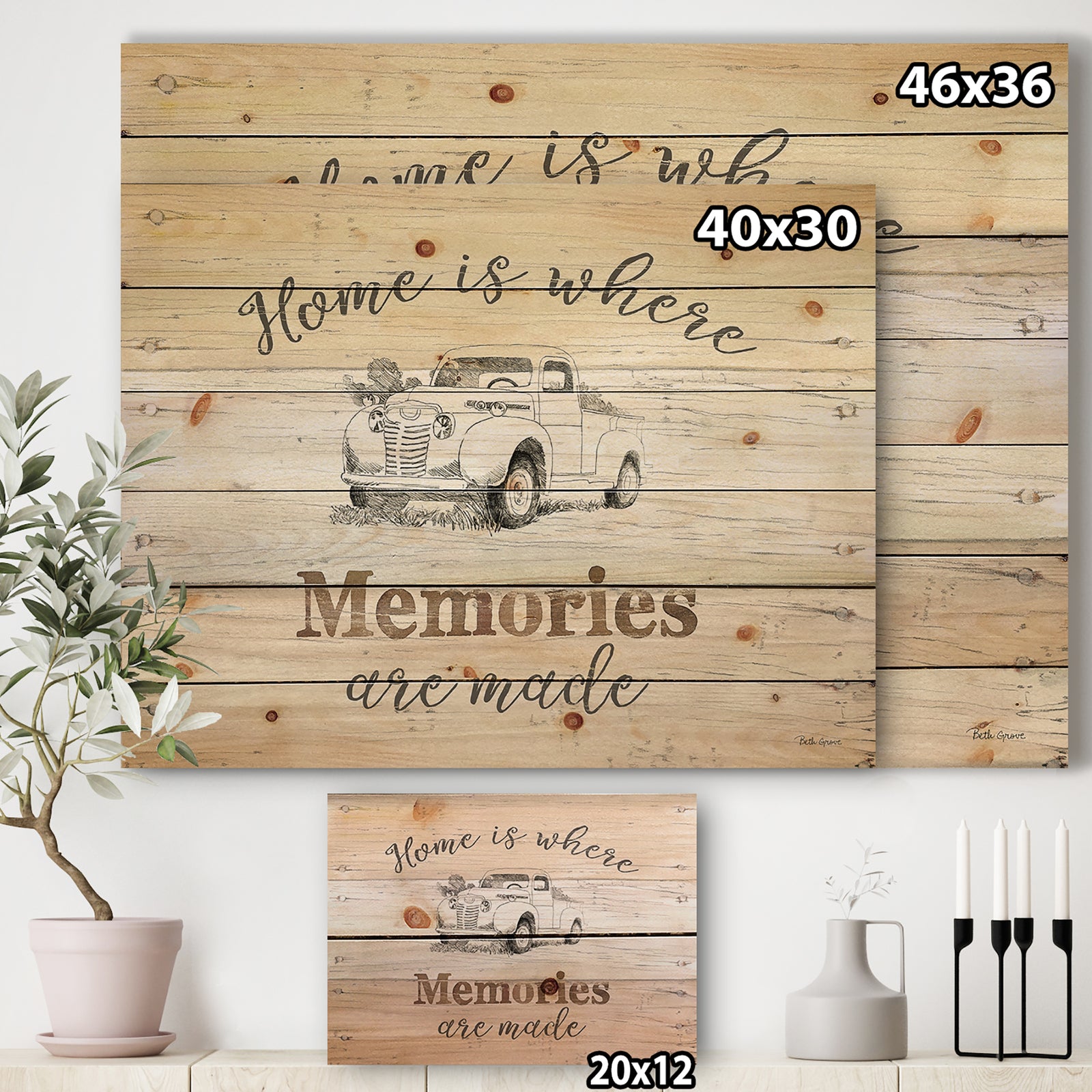 Farmhouse Moment Truck - Farmhouse Print on Natural Pine Wood