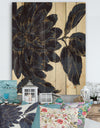 Indigo Gold Metallic Flower - Traditional Print on Natural Pine Wood