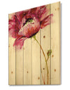 Big Red Blossoms - Floral Print on Natural Pine Wood