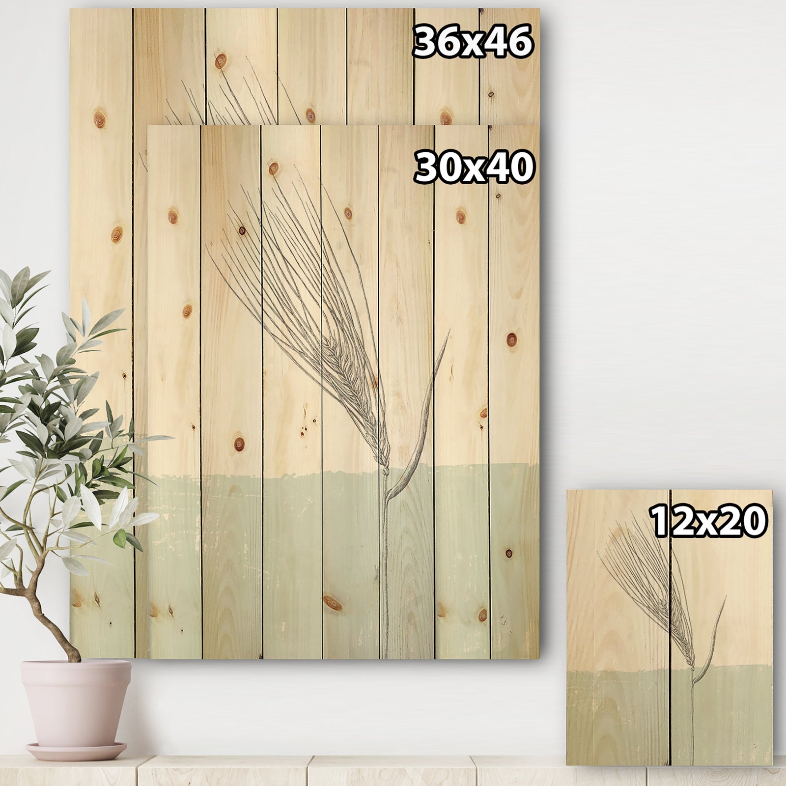 Natural Element Farmhouse I - Cottage Print on Natural Pine Wood