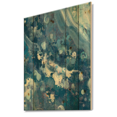 Water III - Map Print on Natural Pine Wood