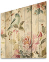 Beautiful Bird Romance II - Traditional Print on Natural Pine Wood