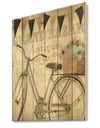 French Bicycle Flea Market II - French Country Print on Natural Pine Wood