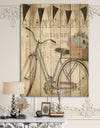 French Bicycle Flea Market II - French Country Print on Natural Pine Wood