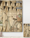 French Bicycle Flea Market II - French Country Print on Natural Pine Wood