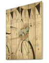 French Bicycle Flea Market I - French Country Print on Natural Pine Wood