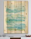 Goache of Abstract Blue and Green - Modern Print on Natural Pine Wood