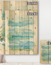 Goache of Abstract Blue and Green - Modern Print on Natural Pine Wood