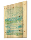 Watercolor of Abstract Blue and Green - Modern Print on Natural Pine Wood