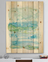 Watercolor of Abstract Blue and Green - Modern Print on Natural Pine Wood