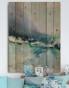 Indigo Abstract Watercolor Blue - Nautical & Coastal Print on Natural Pine Wood