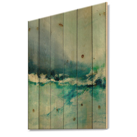 Indigo Abstract Watercolor Blue - Nautical & Coastal Print on Natural Pine Wood