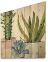 Mixed Green Element III - Cottage Print on Natural Pine Wood