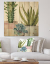 Mixed Green Element III - Cottage Print on Natural Pine Wood