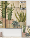 Mixed Green Element III - Cottage Print on Natural Pine Wood