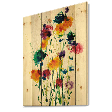 Porch & Den Indigo, Green And Yellow Watercolor - Print on Natural Pine Wood