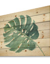 Mixed Botanical Green Leaves IV - Cottage Print on Natural Pine Wood