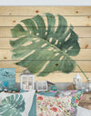 Mixed Botanical Green Leaves IV - Cottage Print on Natural Pine Wood