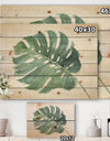 Mixed Botanical Green Leaves IV - Cottage Print on Natural Pine Wood