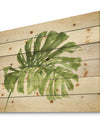 Mixed Botanical Green Leaves V - Cottage Print on Natural Pine Wood