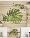 Mixed Botanical Green Leaves V - Cottage Print on Natural Pine Wood