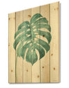 Mixed Botanical Green Leaves VI - Cottage Print on Natural Pine Wood