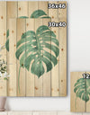 Mixed Botanical Green Leaves VI - Cottage Print on Natural Pine Wood