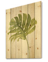 Mixed Botanical Green Leaves VII - Cottage Print on Natural Pine Wood