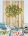 Mixed Botanical Green Leaves VII - Cottage Print on Natural Pine Wood