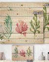 Mixed Botanical Green Leaves II - Farmhouse Print on Natural Pine Wood