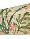 Mixed Botanical Green Leaves IIII - Farmhouse Print on Natural Pine Wood