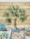 Mixed Botanical Greens palms III - Farmhouse Print on Natural Pine Wood